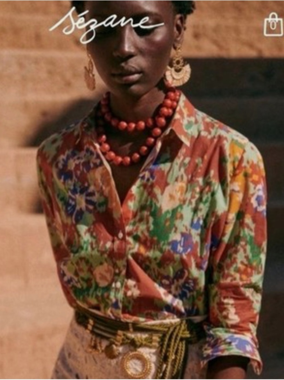 Sezane Pierro Shirt Antique Flower Print 36